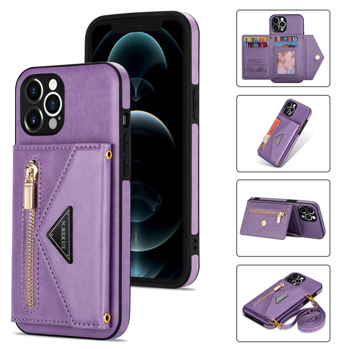 Crossbody Phone Case with Leather Strap & Card Slot