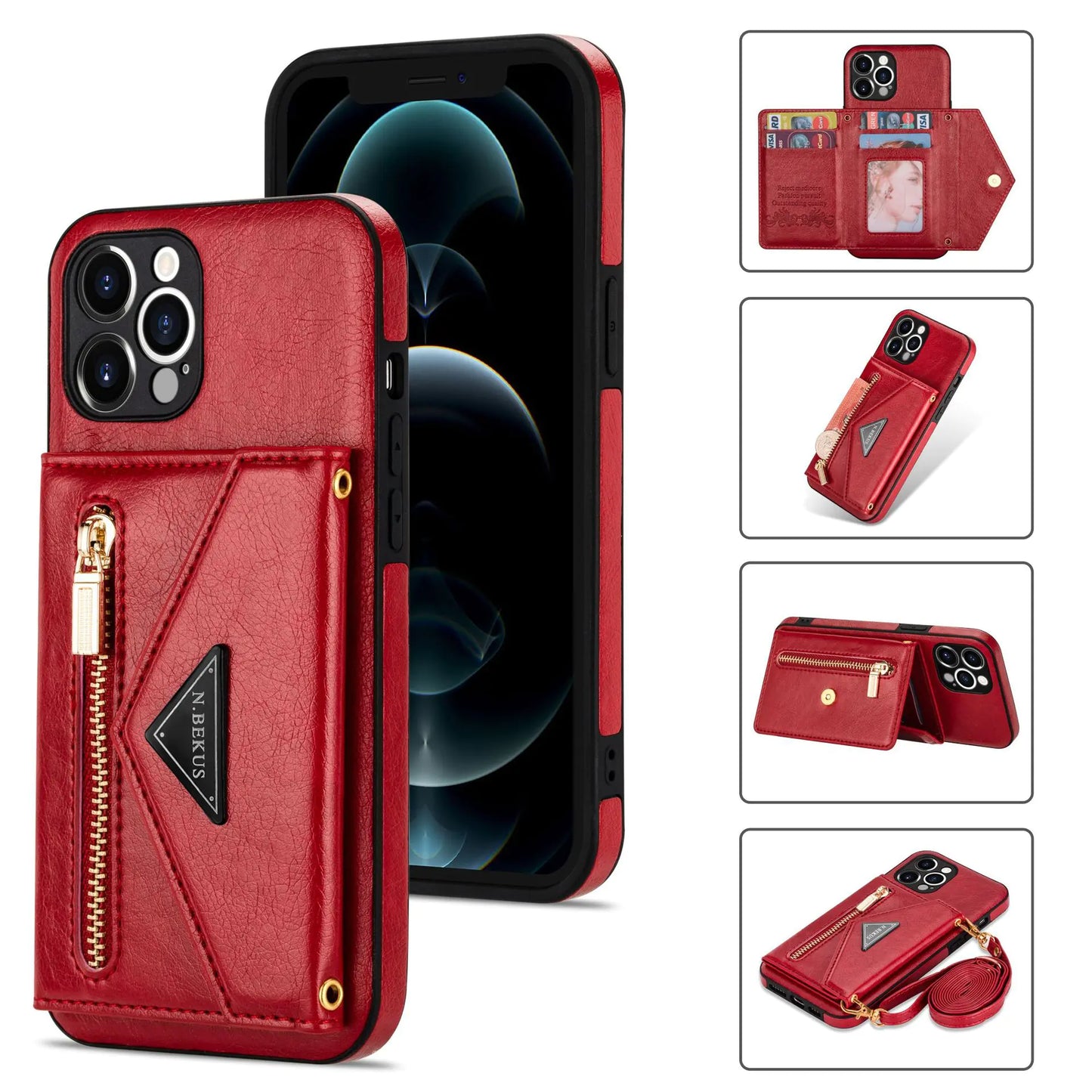 Crossbody Phone Case with Leather Strap & Card Slot