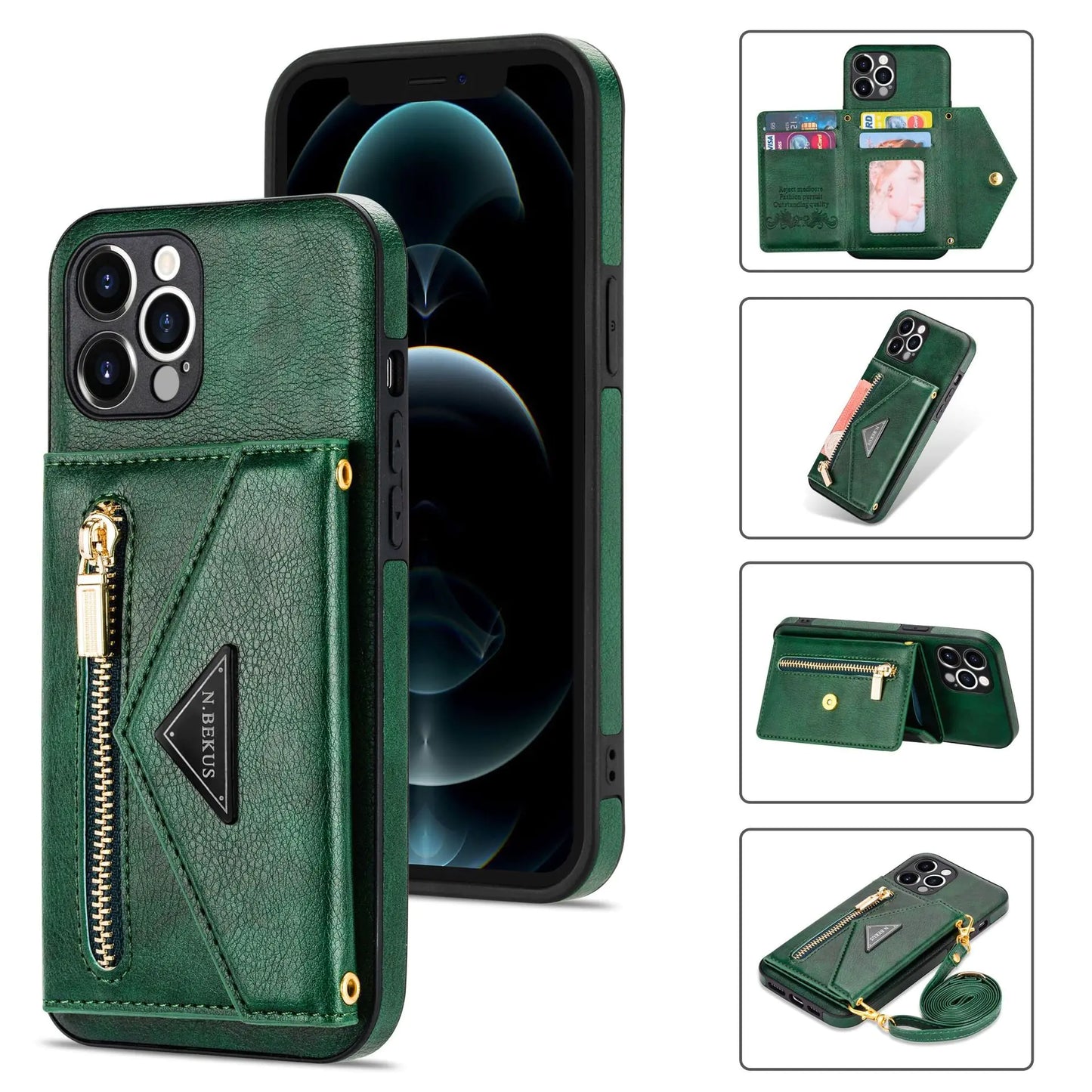 Crossbody Phone Case with Leather Strap & Card Slot