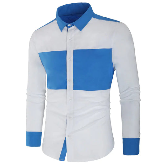 Men's Long Sleeve Color Block Casual Shirt (New Arrival)