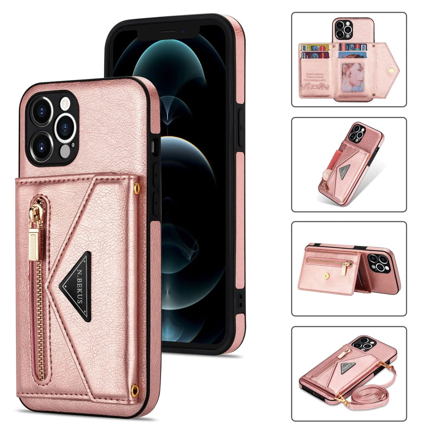 Crossbody Phone Case with Leather Strap & Card Slot